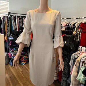 Antonio Melani Sasha Beige Sheath Dress Size 10 Lined Puffer Sleeve